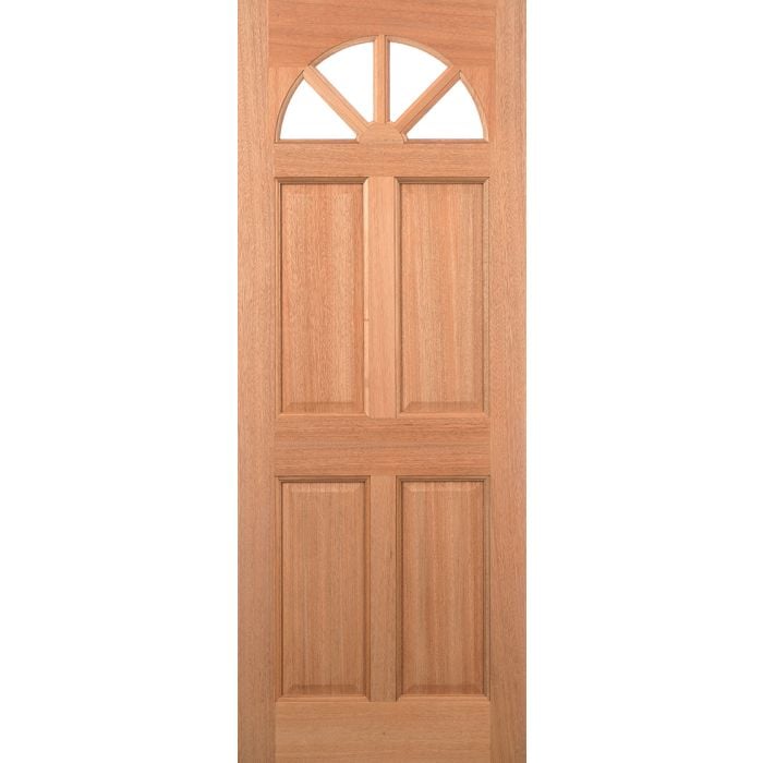 LPD Carolina 4P 4L Glazed M&T External Door 2032 x 813mm Unfinished Hardwood