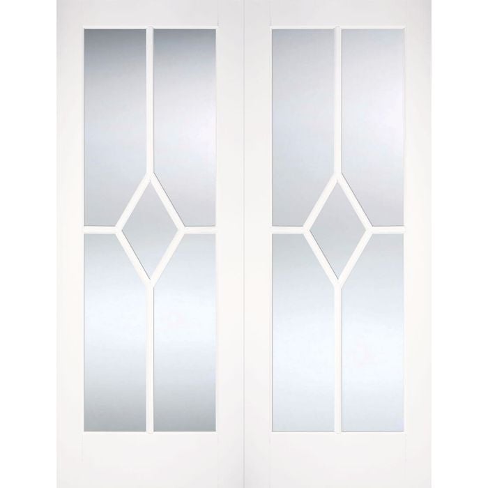 LPD Reims 5L Clear Bevelled Glazed Internal Door Pairs 1981 x 1067mm Primed White