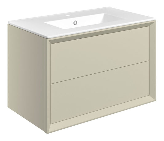 Drawn Wall Hung 2 Drawer Basin Unit & Basin 815mm - Matt Cotton