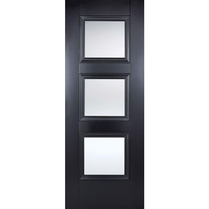LPD Amsterdam 3L Glazed Internal Door 1981 x 686mm Black Primed Plus