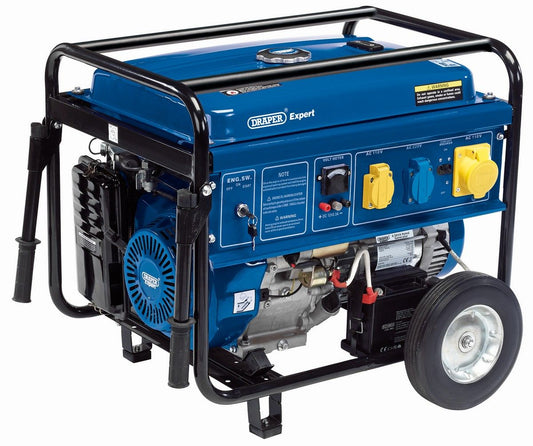Draper Open Frame Petrol Generator with Wheels - 4000W (4400W Max)