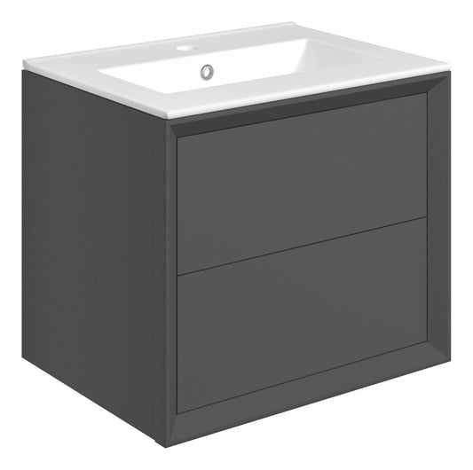 Drawn Wall Hung 2 Drawer Basin Unit & Basin 615mm - Matt Clay