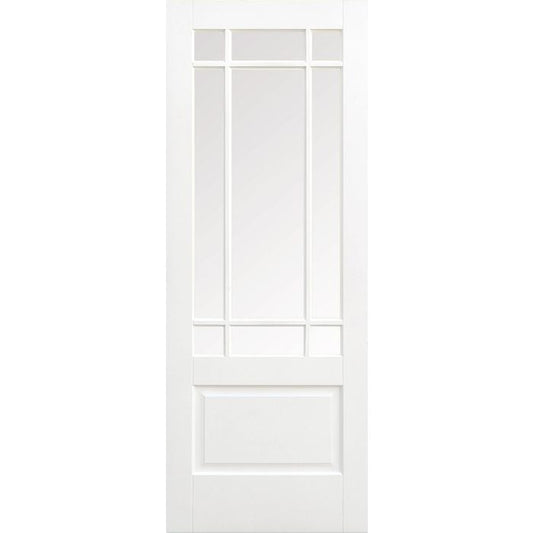 Downham Solid Core Internal Door - Primed - Clear Bevelled Glazing 1981 x 686mm White WFDOWCG27