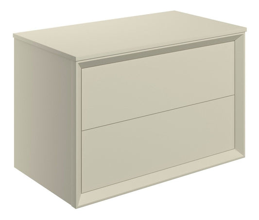 Drawn Wall Hung 2 Drawer Basin Unit & Top 800mm - Matt Cotton