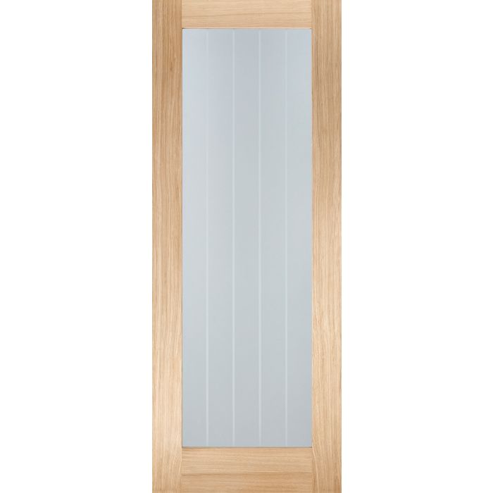 LPD Mexicano Pattern 10 Clear/Frosted Lines Glazed Internal Door 1981 x 762mm Unfinished Oak