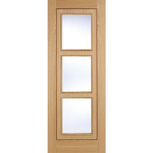 Inlay Solid Core Internal Door - Prefinished - 3L Clear Glazed 1981 x 838mm Oak INLAYGL33