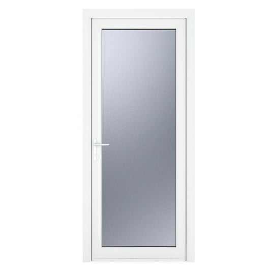Crystal uPVC Open In Single Door (Right Hand) Full Glass 840 x 2090mm Obscure - White