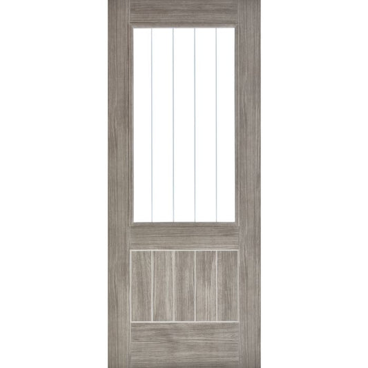 LPD Mexicano 1L Clear/Frosted Lines Glazed Internal Door 1981 x 838mm Pre-Finished Light Grey Laminate