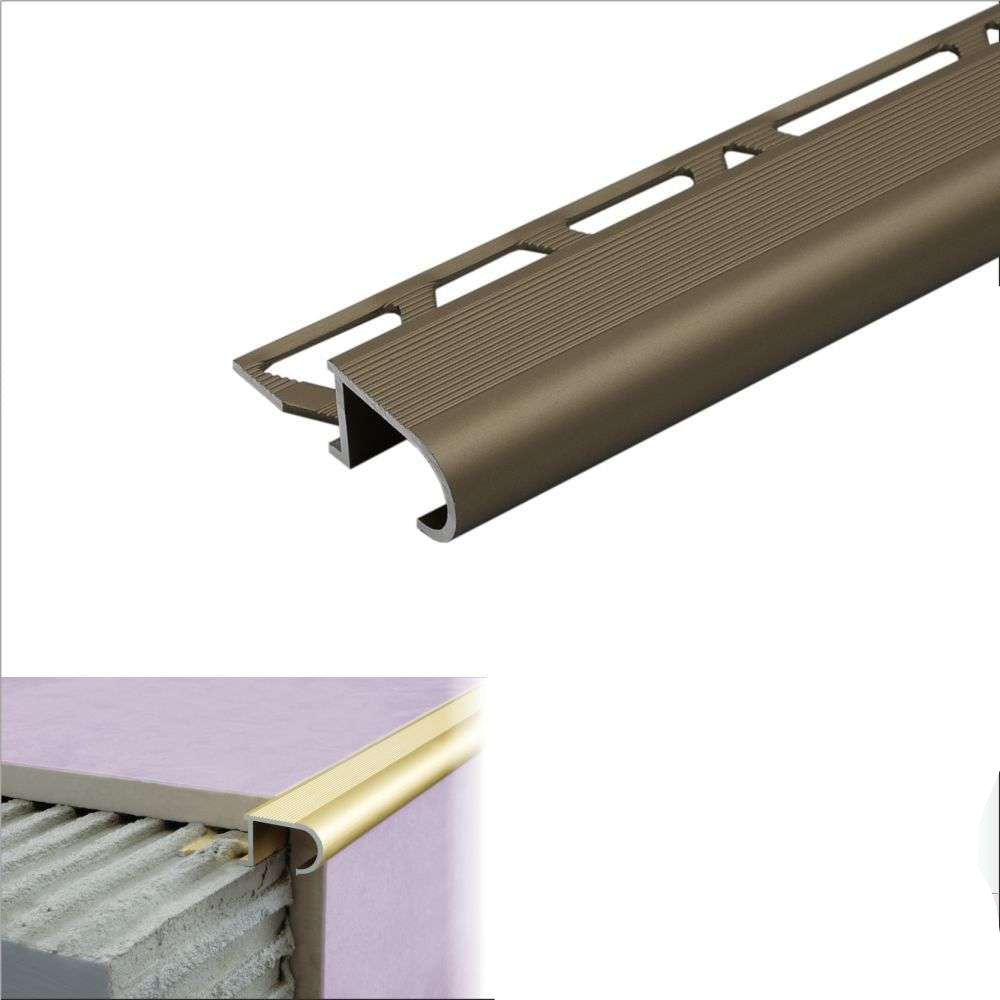 A81 Aluminium Stair Nosing Edge Trim – 34mm x 11mm x 10mm for Tiles Champagne