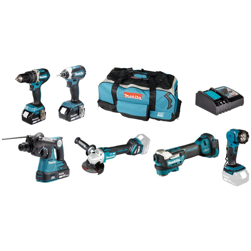 MAKITA DLX6131TX1 18V LXT Brushless 6 Piece Kit 3 x 5.0Ah
