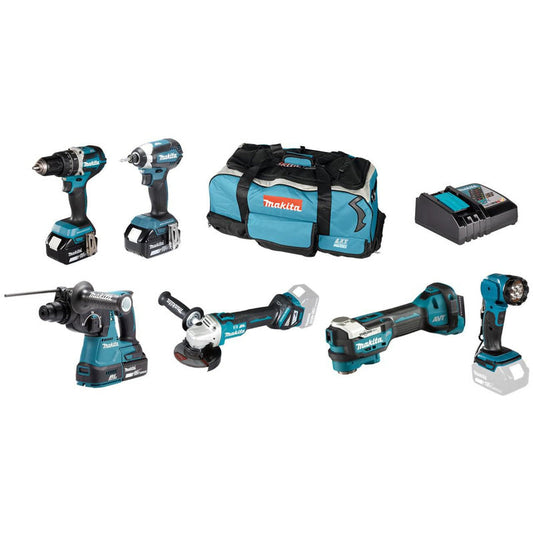 MAKITA DLX6131TX1 18V LXT Brushless 6 Piece Kit 3 x 5.0Ah
