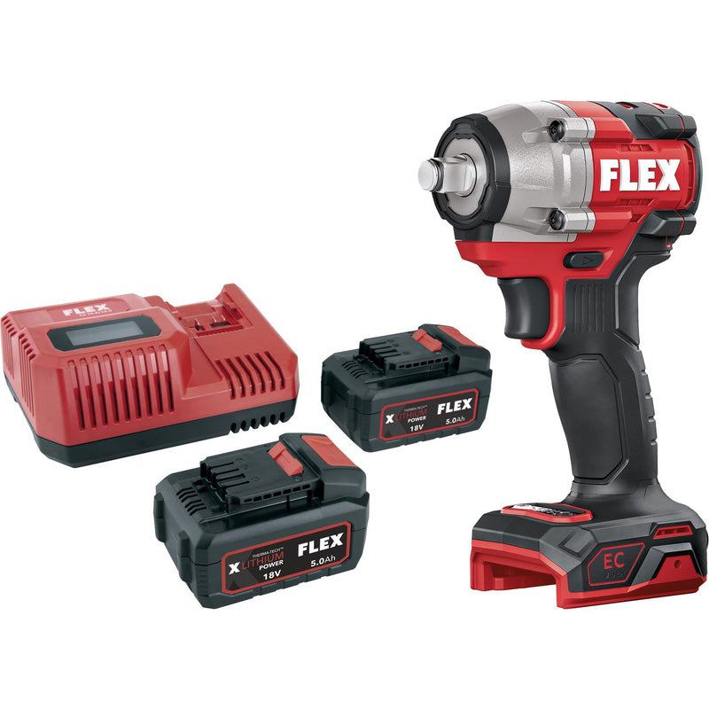 FLEX 18V Brushless 1/2" Compact Cordless Impact Wrench 2 x 5.0Ah