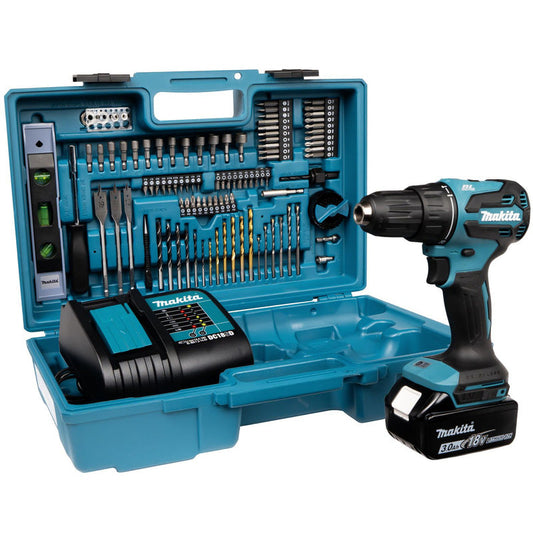 Makita DHP490SFX2 18V Brushless Combi Drill and 101 Piece Accessory Set 1 x 3.0Ah