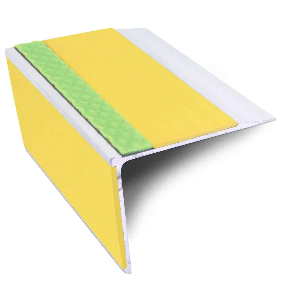ASL28 75x58mm DDA Compliant Straight Aluminium Non Slip Stair Nosing Edge Trim With PVC Insert Yellow