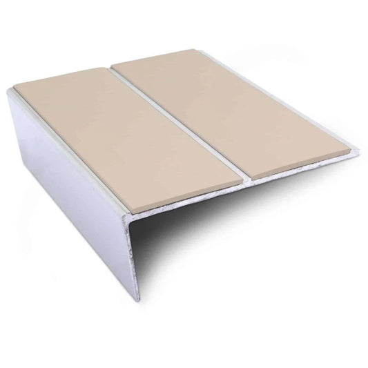 NSL10 85 x 32mm Aluminium Non Slip Stair Nosing Edge Trim With Pvc Insert Beige