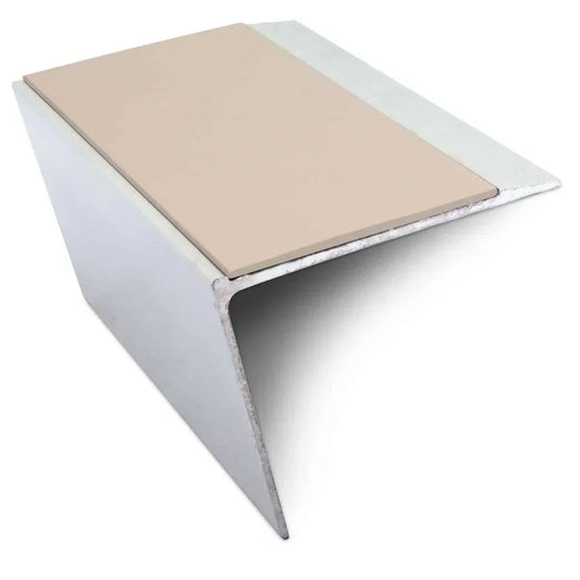 NSL26 Aluminium DDA Compliant Stair Nosing 67 x 55mm with Anti-Slip PVC Insert Beige