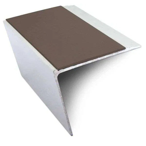 NSL26 Aluminium DDA Compliant Stair Nosing 67 x 55mm with Anti-Slip PVC Insert Brown