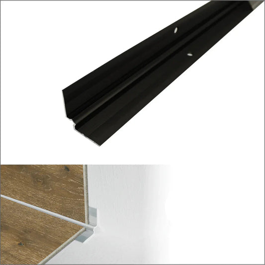 C31 28 x 28mm Anodised Aluminium LVT Stair nosing Inner Corner For 5mm Flooring Black