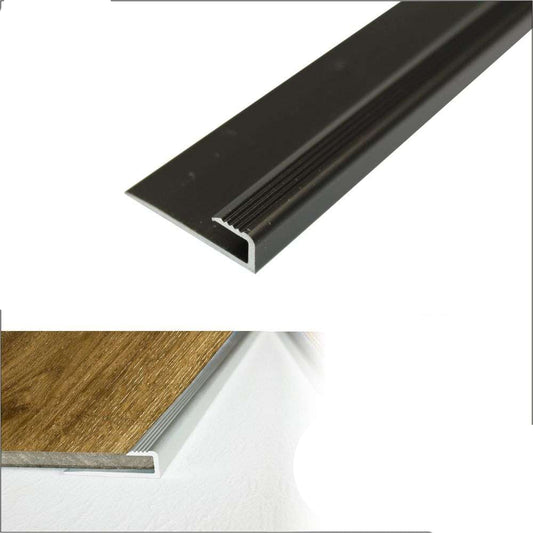 C63 Anodised Aluminium LVT U-Shape Edging Profile – 5mm Flooring Black