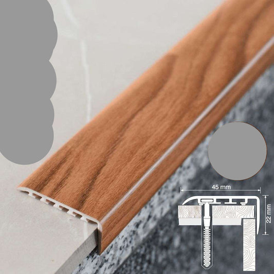 45x22mm Wood Effect PVC Stair Nosing – UPVC Edge Trim for Safe Step Protection Chestnut 6e 1.0m