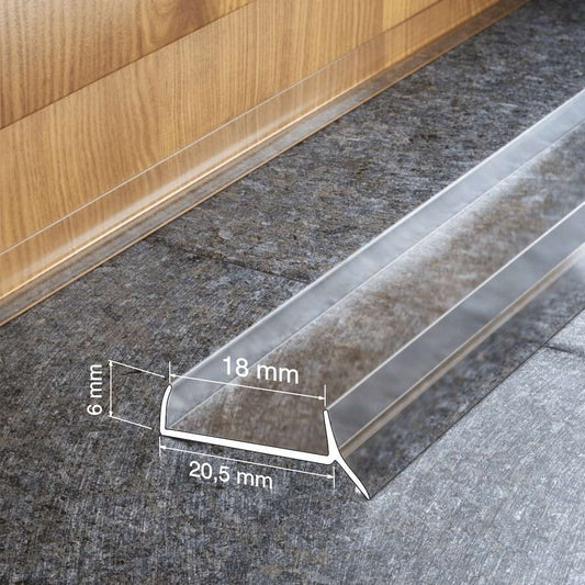 18mm PVC Kitchen Plinth Seal Strip – Waterproof Cabinet Base Trim Transparent