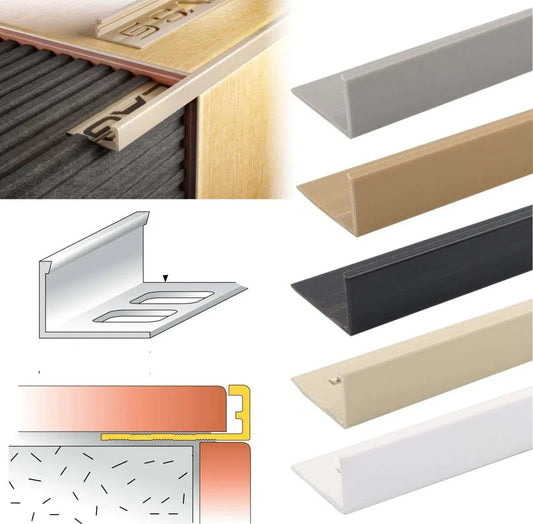 PVC L-Shaped Tile Edge Trim – 8mm, 10mm, 12.5mm Depth