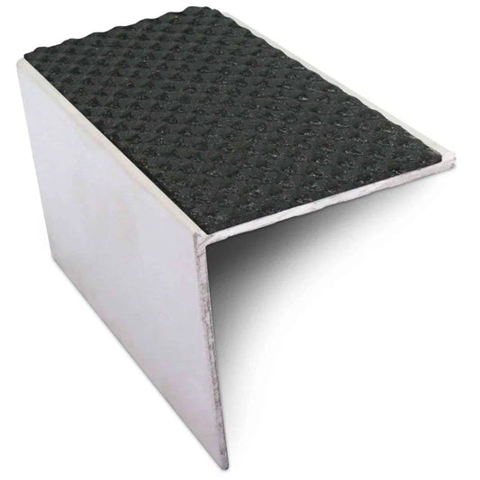 NSL19 Tredsafe 56 x 55mm DDA Compliant Aluminium Non Slip Stair Nosing Edge Trim With Pvc Insert Black Tredsafe
