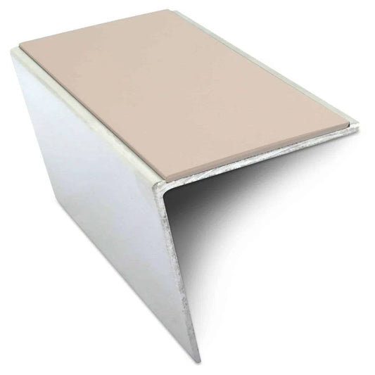 NSL20 57 x 55mm Aluminium Stair Nosing – DDA-Compliant with PVC Safety Insert Beige