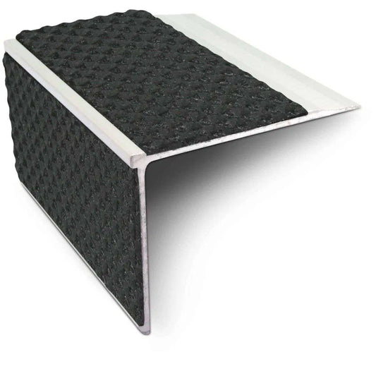 NSL27 75 x 58mm Aluminium DDA-Compliant Stair Nosing with PVC Grip Insert Black Tredsafe