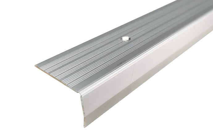 S05 40x 25mm Anodised Aluminium Non Slip Ribbed Treads Stair Nosing Edge Trim Silver