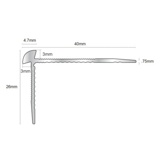 TVC 40 x 26mm Anodised Aluminium LVT Stair nosing Edge Profile For 3mm Flooring