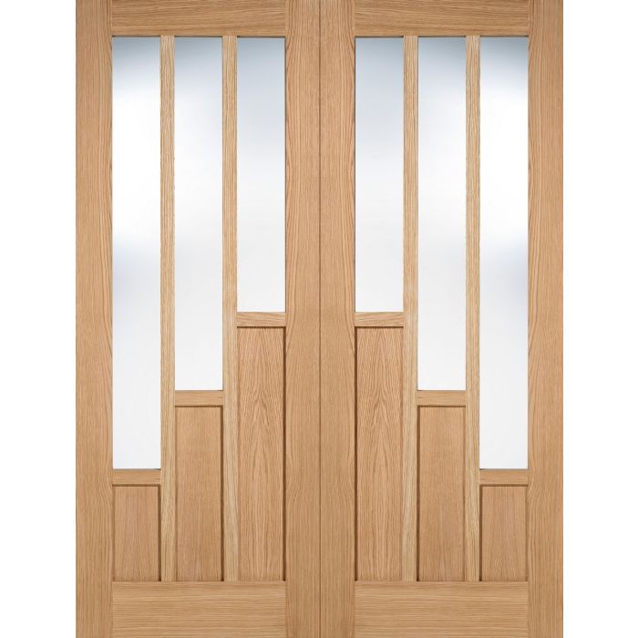 LPD Coventry 3P 3L Glazed Internal Door Pairs 1981 x 1168mm Unfinished Oak
