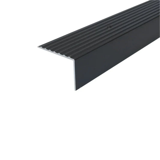 A32 65 x 42mm Anodised Aluminium Non Slip Ribbed Treads Stair Nosing Edge Trim Black