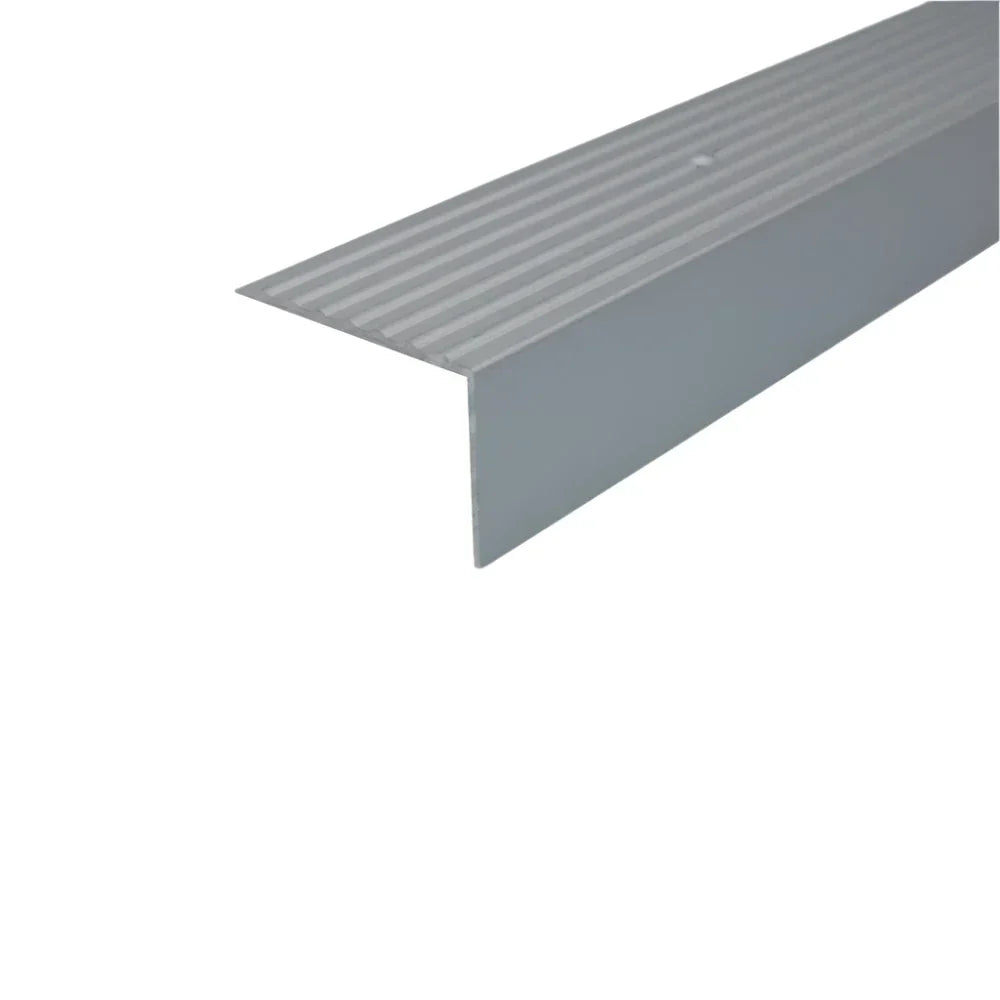 A32 65 x 42mm Anodised Aluminium Non Slip Ribbed Treads Stair Nosing Edge Trim Silver