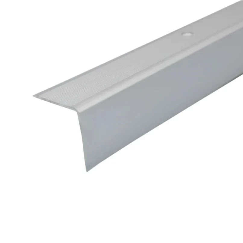 A41 35 x 35mm Anodised Aluminium Non Slip Ribbed Treads Stair Nosing Edge Trim Silver