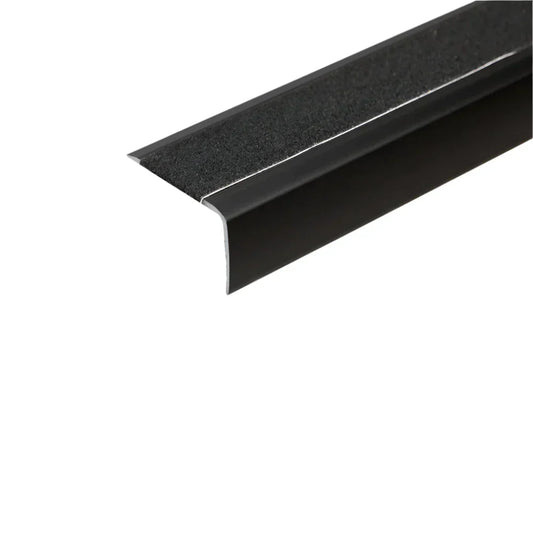 A44 41 x 26.6mm Anodised Aluminium Non Slip Stair Nosing Edge Trim With Tape Black