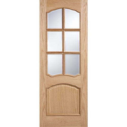 Riviera Solid Core Internal Door - Unfinished - RM2S Clear Bevelled Glazing 1981 x 838mm Oak ORIVRMSG33