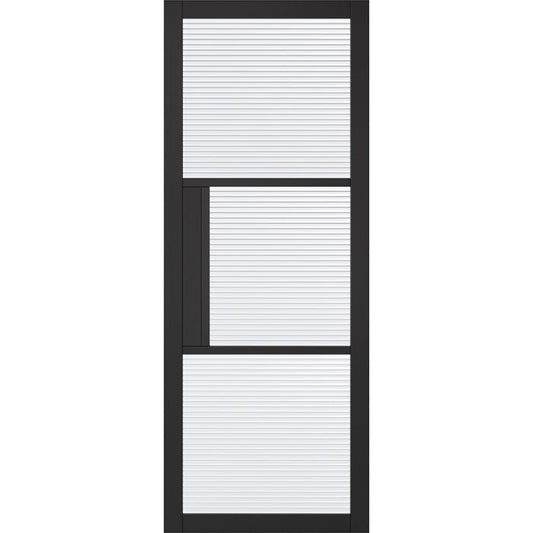 LPD Tribeca Reeded Glazed 3L Door 1981 x 762mm Primed Plus Black
