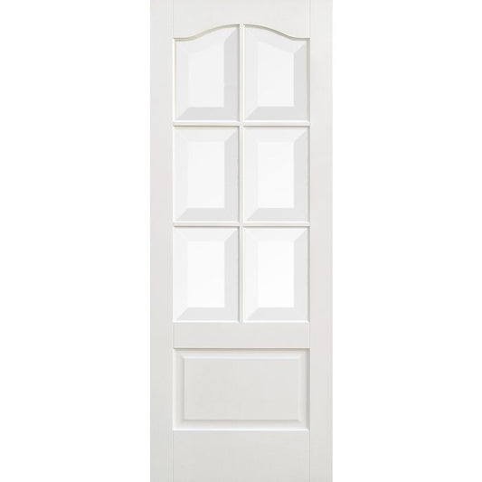 Kent Solid Core Internal Door - Primed - 6L Clear Bevelled Glazing 2032 x 813mm White WFKENCG32