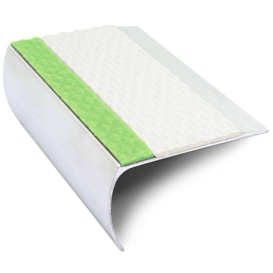 ASL TredSafe DDA Compliant Aluminium Non Slip Stair Nosing Edge Trim With Pvc Insert (20 57x55mm ) White Tredsafe