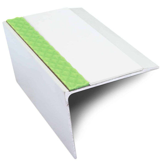 ASL26 67x55mm DDA Compliant Aluminium Non Slip Stair Nosing Edge Trim With Pvc Insert White