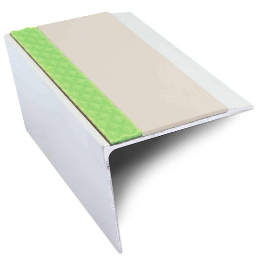 ASL26 67x55mm DDA Compliant Aluminium Non Slip Stair Nosing Edge Trim With Pvc Insert Canvas