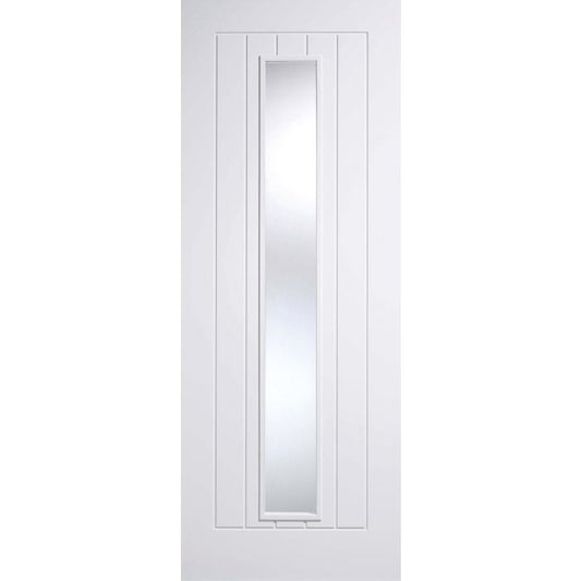 Mexicano Solid Core Internal Door - Primed - 1L Clear Glazed 2040 x 726mm White WFMEXGL726