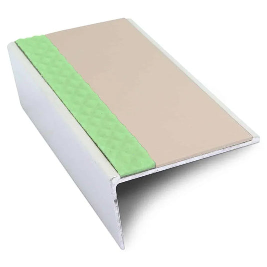 ASL02 57x32mm Aluminium Non Slip Stair Nosing Edge Trim With Pvc Insert Beige