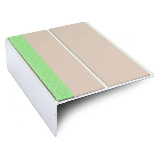 ASL09 85x30mm Aluminium Non Slip Stair Nosing Edge Trim With Pvc Insert Beige