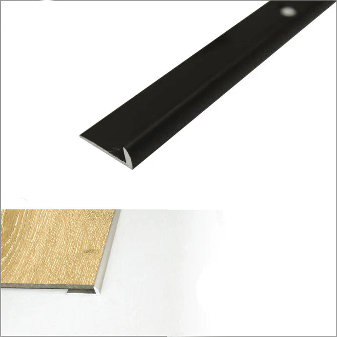 C10 Anodised Aluminium LVT Edging Profile Threshold For 5mm Flooring Black