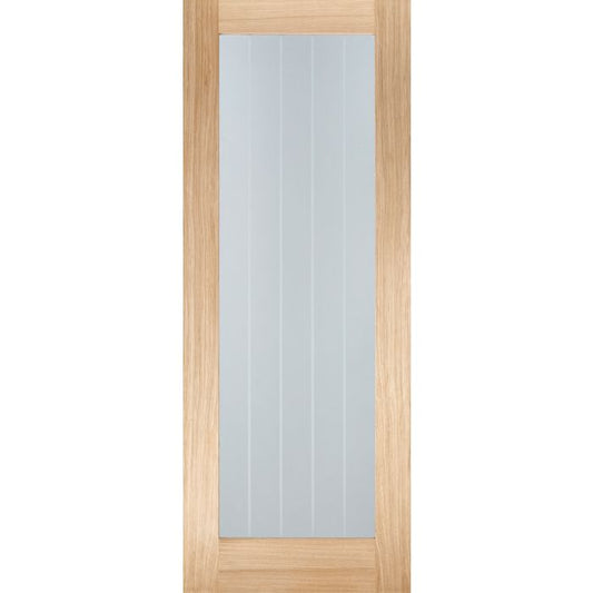 LPD Mexicano Pattern 10 Clear/Frosted Lines Glazed Internal Door 1981 x 838mm Unfinished Oak