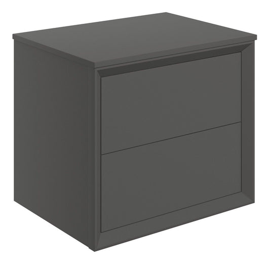 Drawn Wall Hung 2 Drawer Basin Unit & Top 600mm - Matt Clay