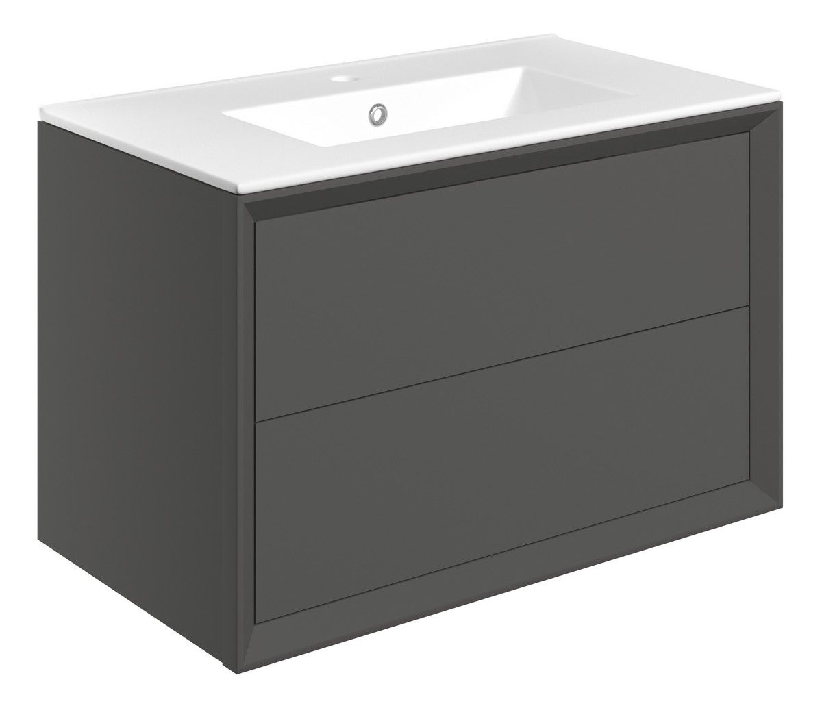 Drawn Wall Hung 2 Drawer Basin Unit & Basin 815mm - Matt Clay