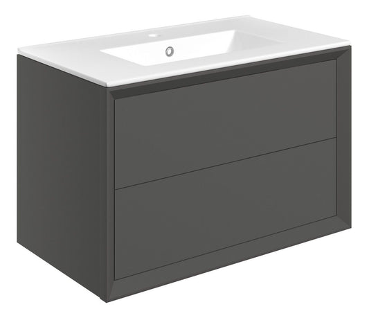Drawn Wall Hung 2 Drawer Basin Unit & Basin 815mm - Matt Clay